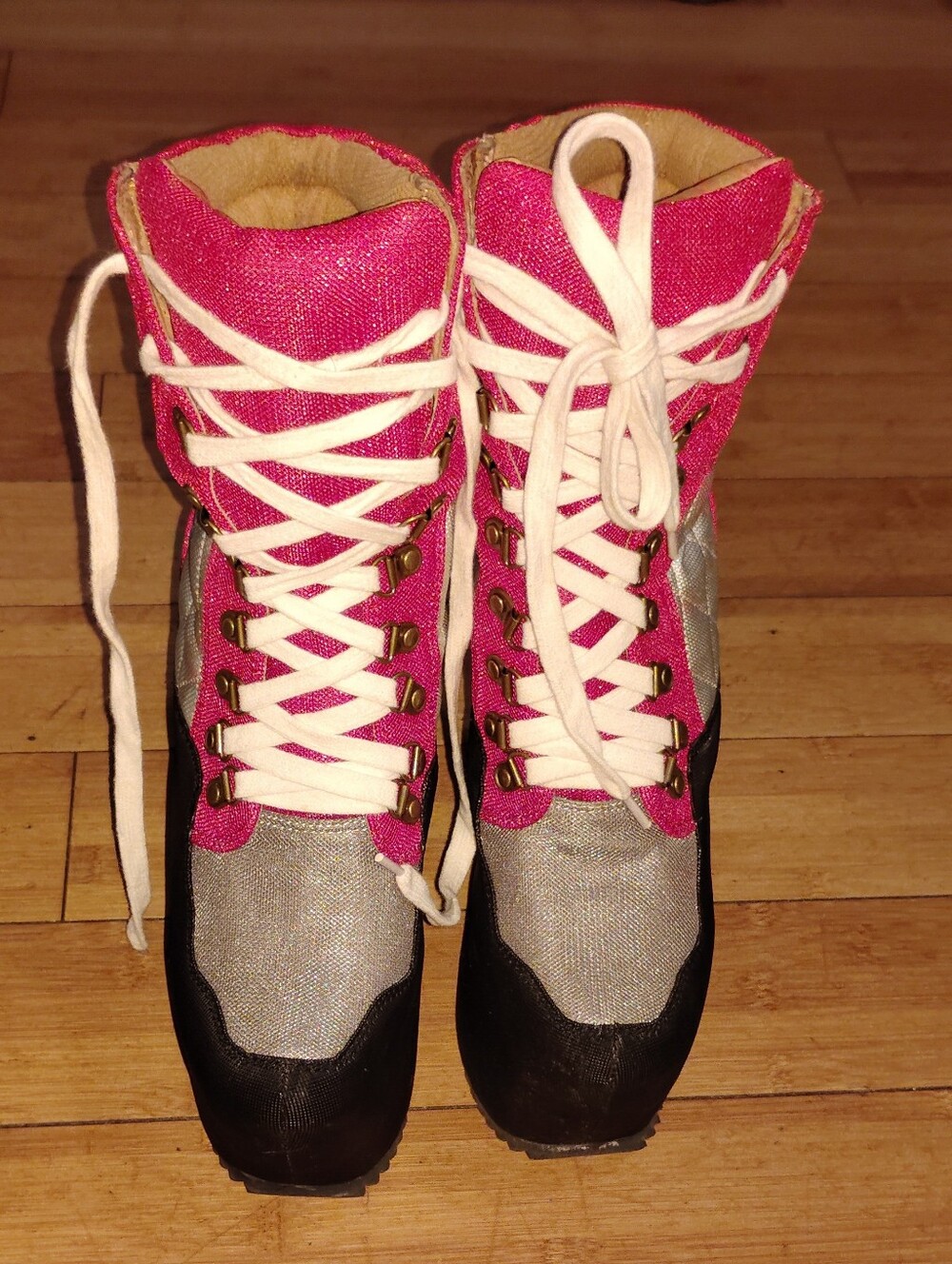 Jeffrey Campbell Vintage Heel Less Platform Lace Up Ankle Boots Sz 10 - Picture 2 of 7